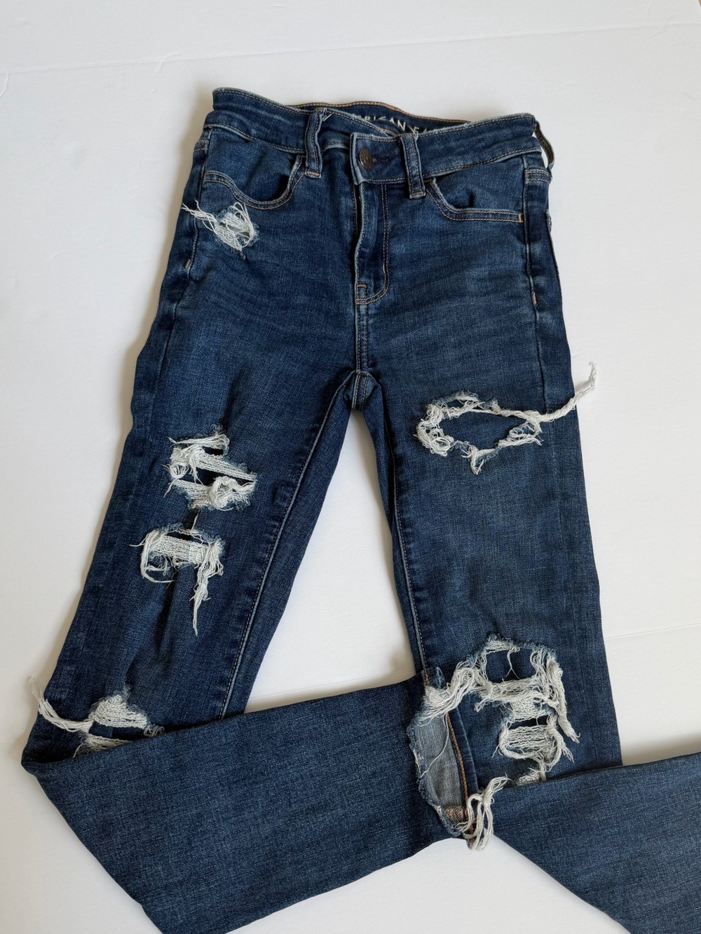 American Eagle Next Level Stretch High Rise Distressed Skinny Jeans 000 Short